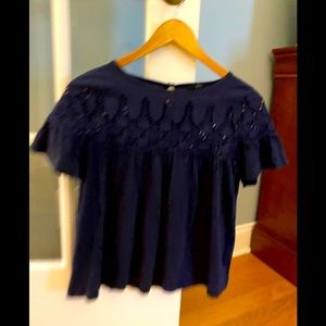 J Crew eyelet swing tee.  Navy